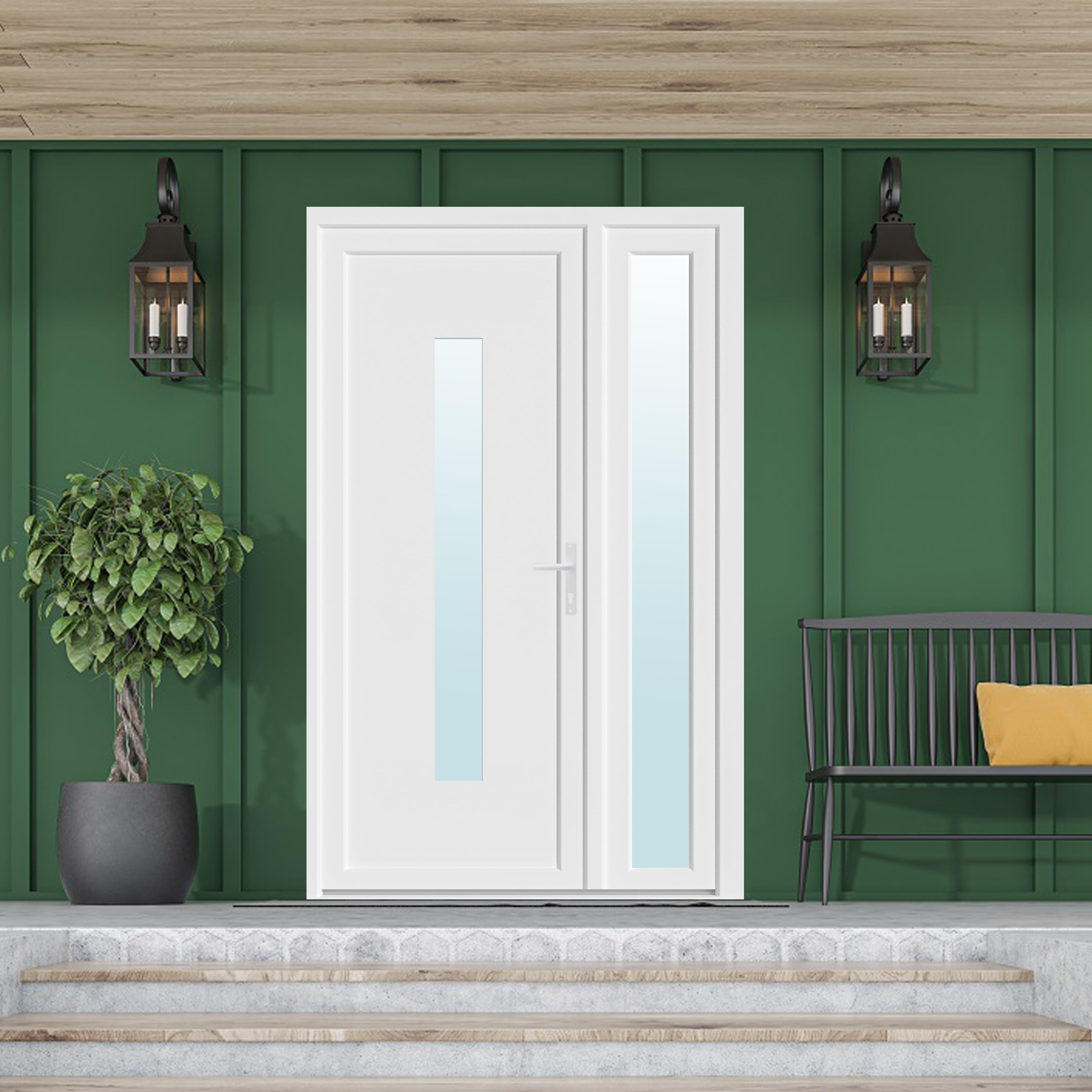 Usa exterior, cu geam, stanga, PVC, 120 x 205 cm, alb