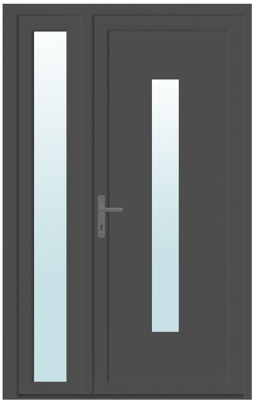 Usa exterior, cu geam, dreapta, PVC, 120 x 205 cm, antracit
