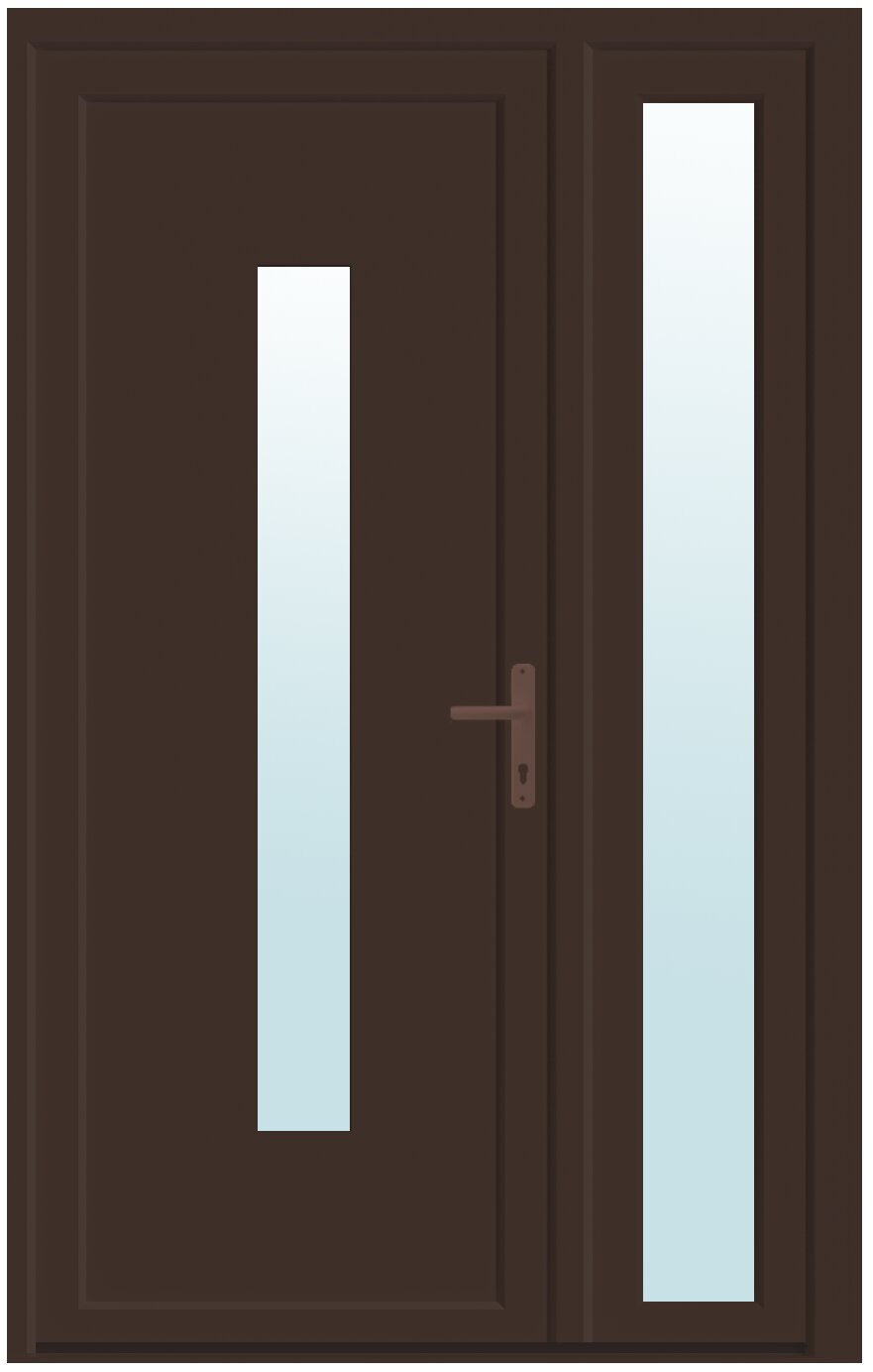 Usa exterior, cu geam, stanga, PVC, 120 x 205 cm, nuc