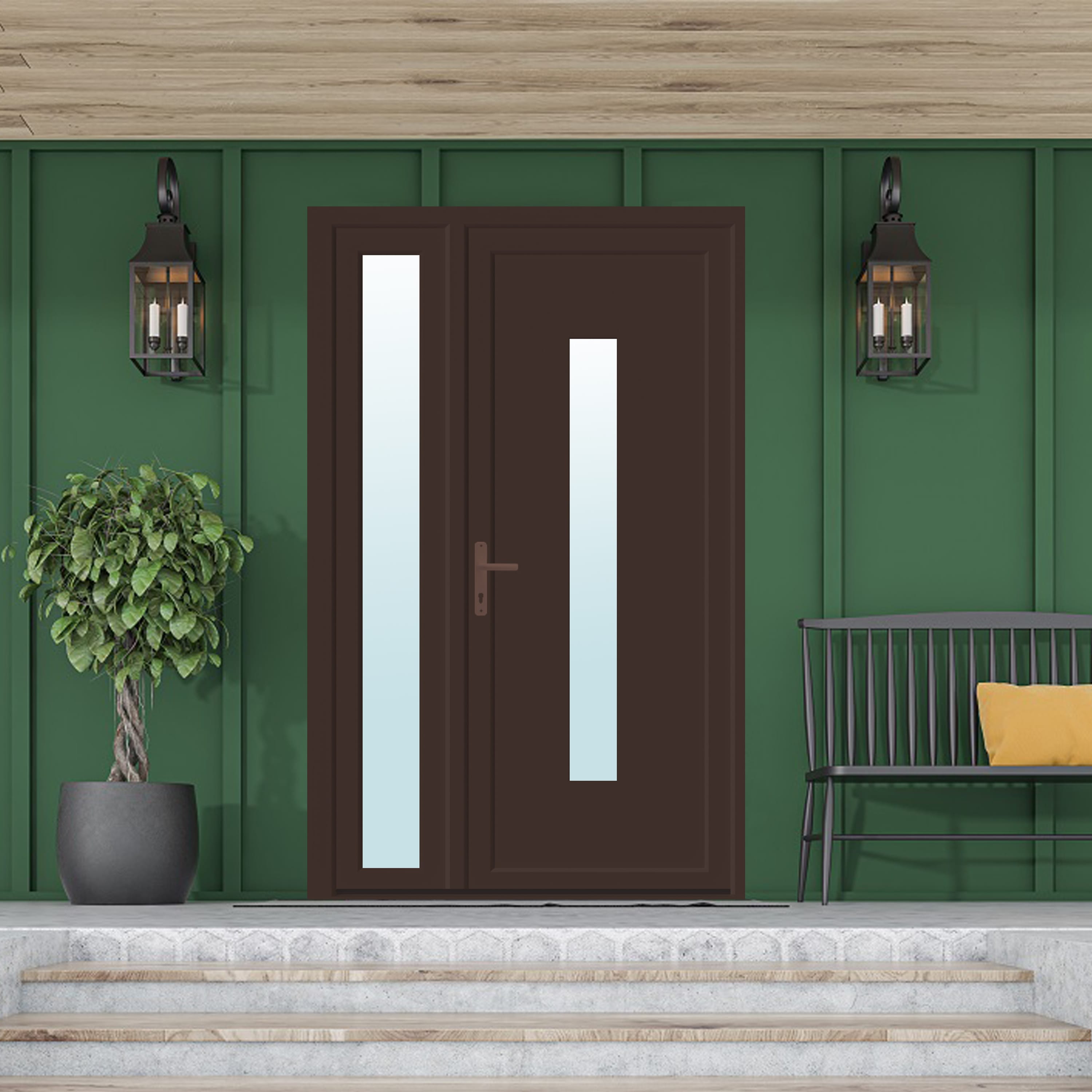 Usa exterior, cu geam, dreapta, PVC, 120 x 205 cm, nuc