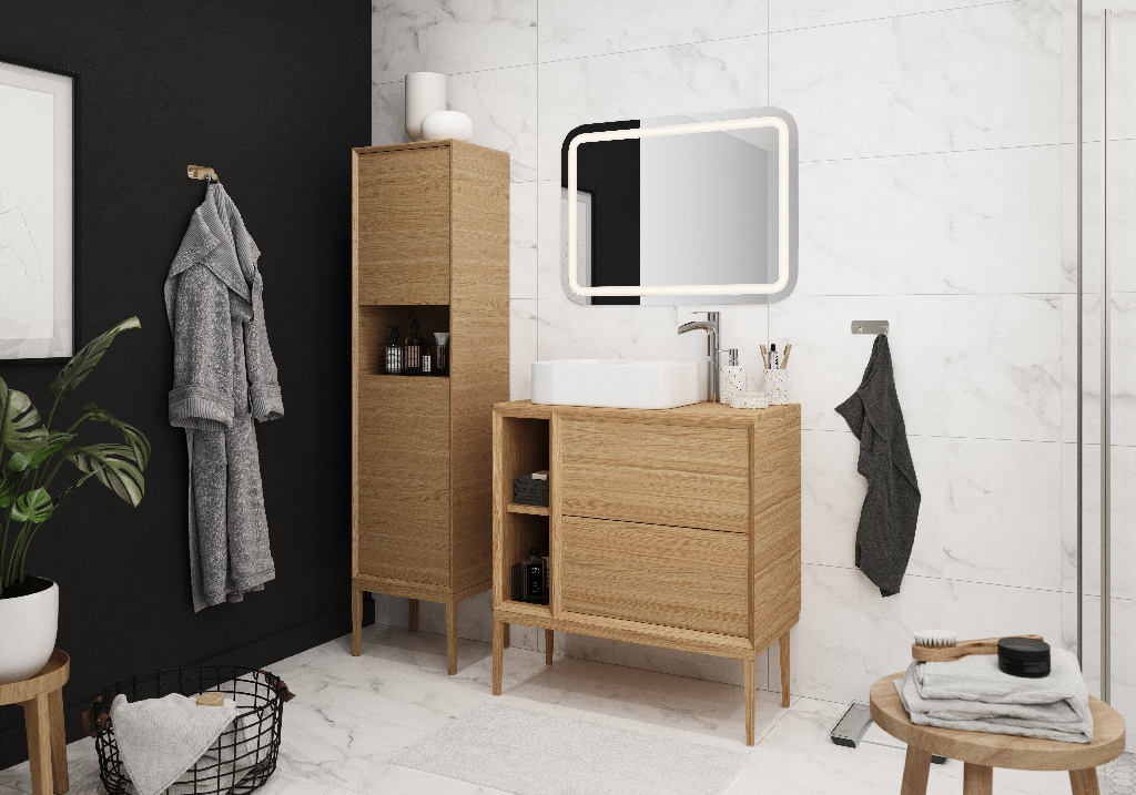 Masca lavoar GoodHome Avela, suspendata, 60 x 45 x 60 cm, stejar