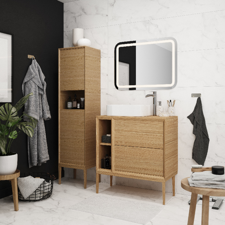 Masca lavoar GoodHome Avela, suspendata, 60 x 45 x 60 cm, stejar