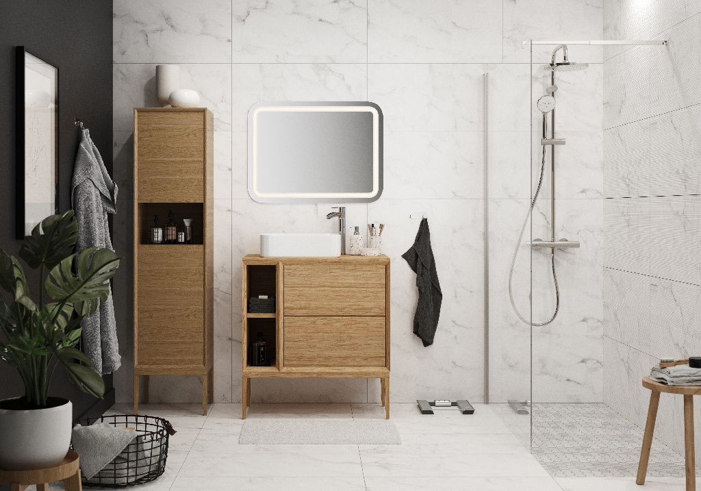 Masca lavoar GoodHome Avela, suspendata, 60 x 45 x 60 cm, stejar