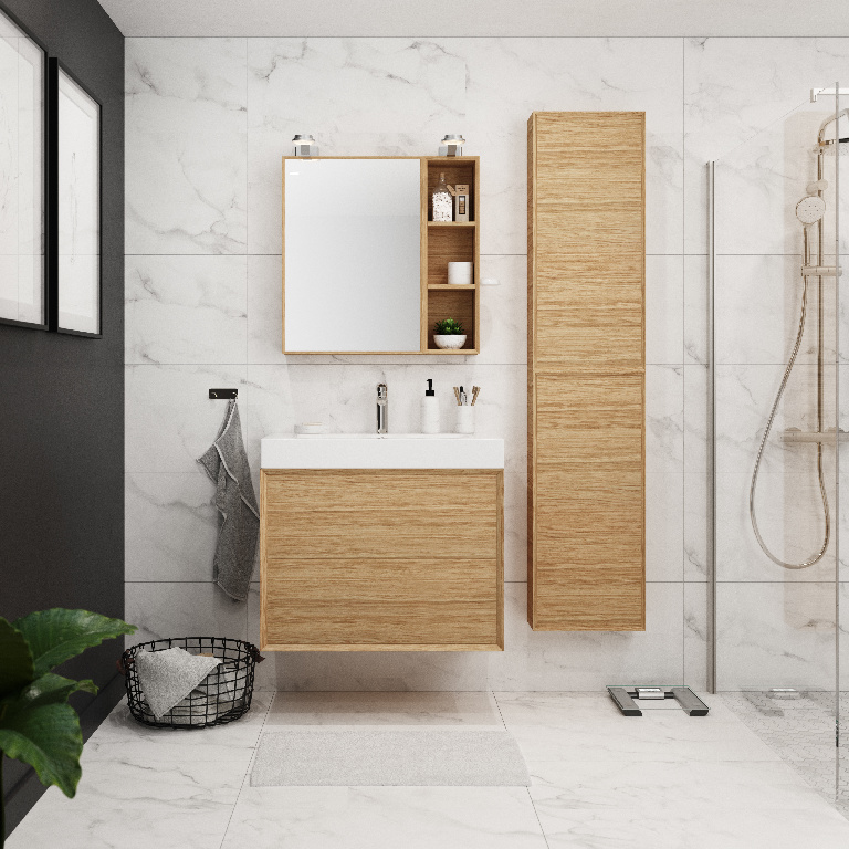 Masca lavoar GoodHome Avela, suspendata, 80 x 45 x 60 cm, stejar