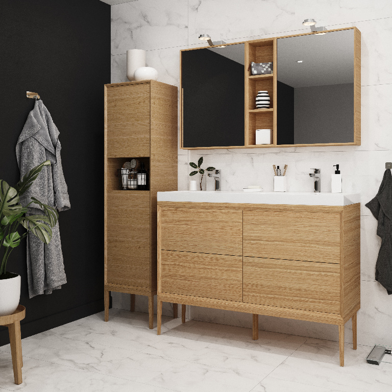 Masca lavoar GoodHome Avela, suspendata, 120 x 45 x 60 cm, stejar