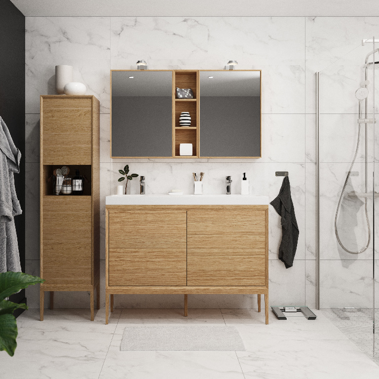 Masca lavoar GoodHome Avela, suspendata, 120 x 45 x 60 cm, stejar