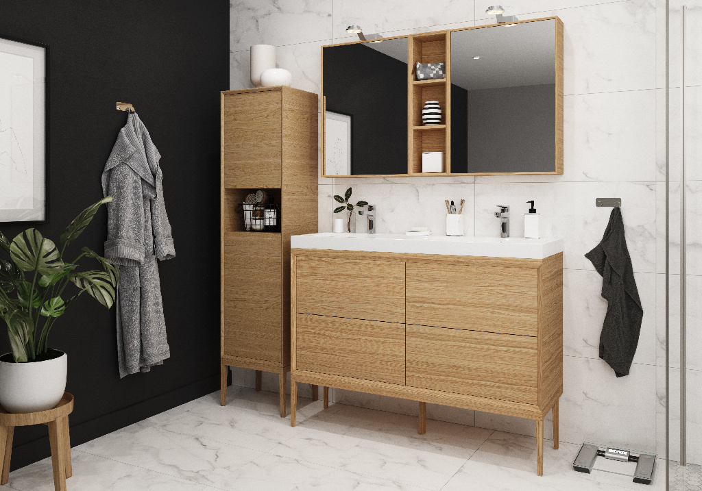 Masca lavoar GoodHome Avela, suspendata, 120 x 45 x 60 cm, stejar