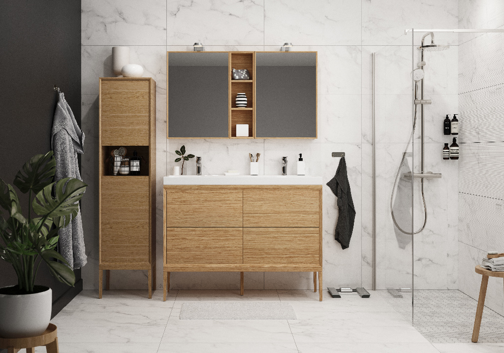 Masca lavoar GoodHome Avela, suspendata, 120 x 45 x 60 cm, stejar