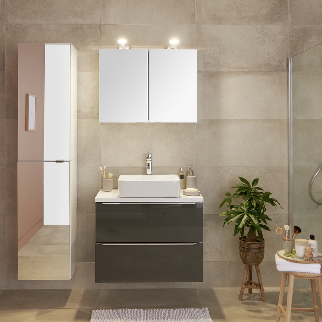 Masca lavoar GoodHome Imandra, suspendata, 80 x 45 x 60 cm, taupe