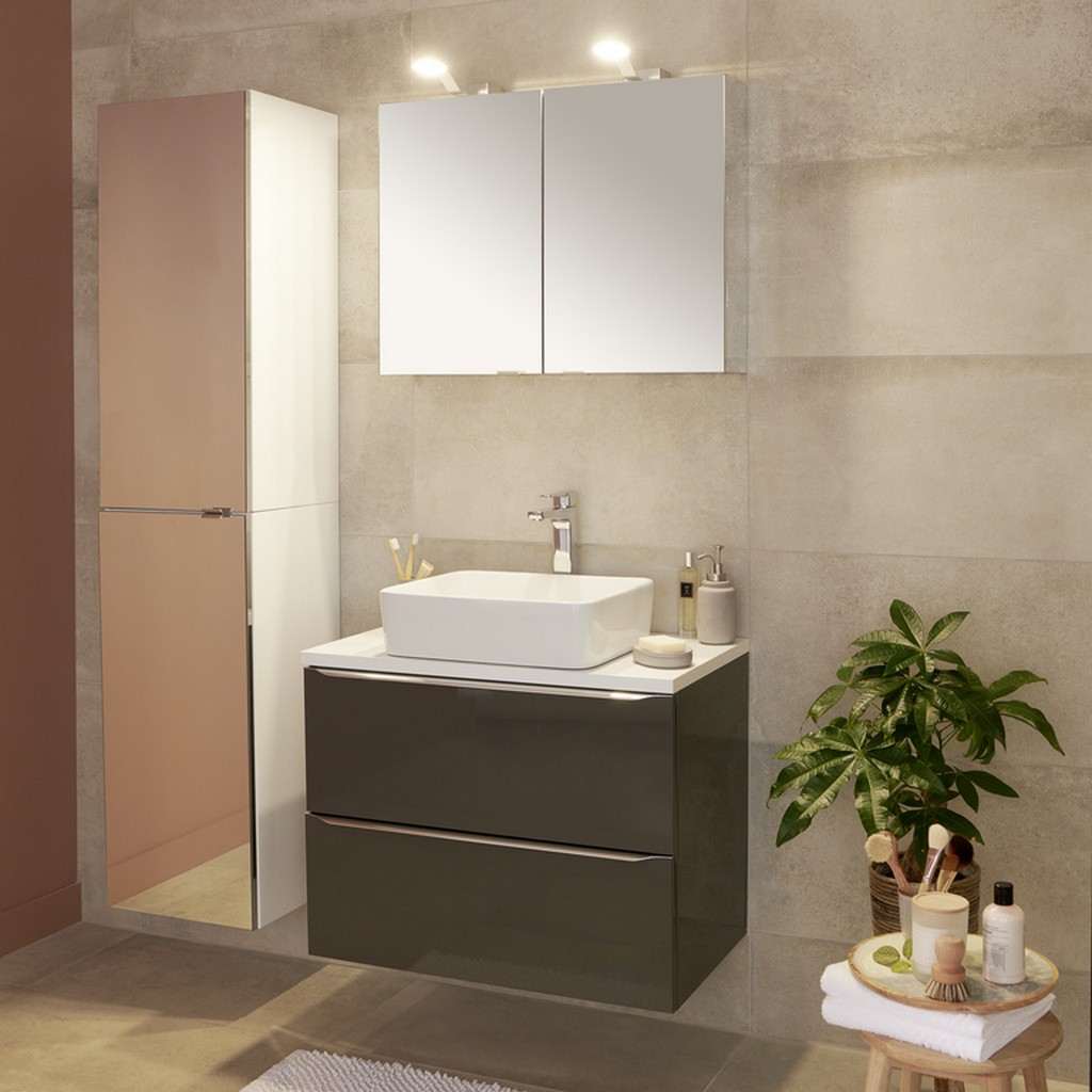 Masca lavoar GoodHome Imandra, suspendata, 80 x 45 x 60 cm, taupe