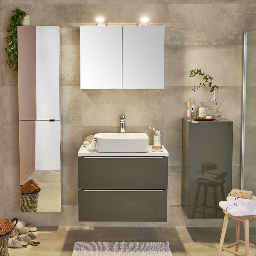 Masca lavoar GoodHome Imandra, suspendata, 80 x 45 x 60 cm, taupe