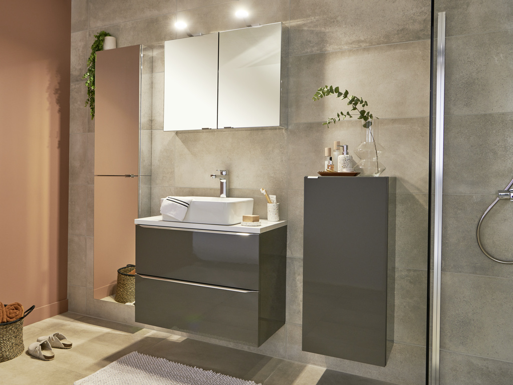 Dulap baie GoodHome Imandra, suspendat, 40 x 15 x 90 cm, taupe