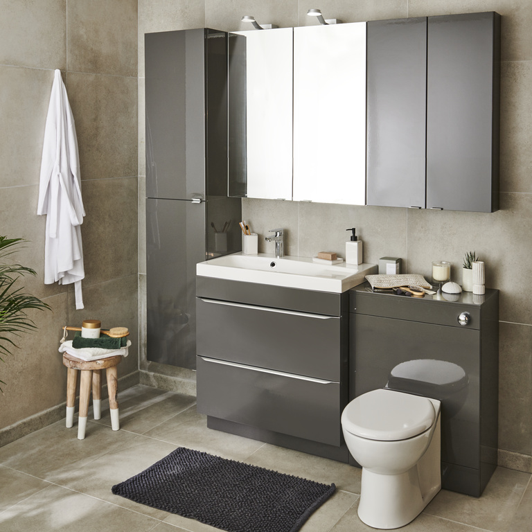 Dulap baie GoodHome Imandra, suspendat, 40 x 36 x 90 cm, taupe
