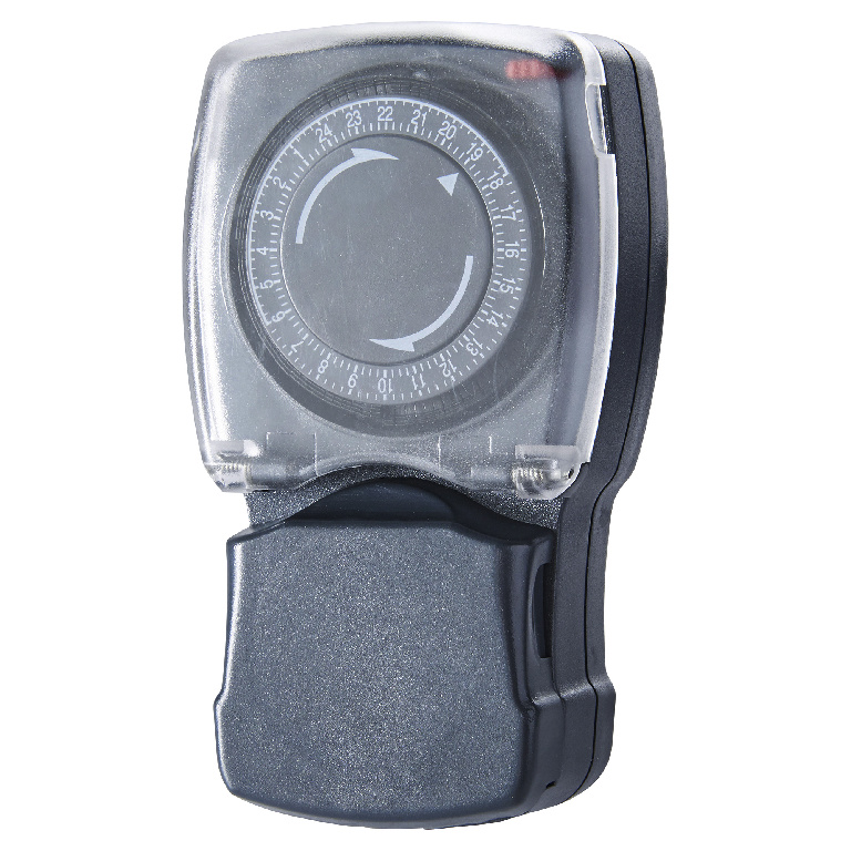 Priza programabila pentru exterior, 24h, 16A, IP44, ABS, negru