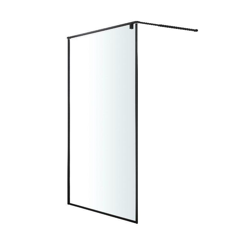 Paravan dus walk-in GOODHOME Ezili, aluminiu, sticla securizata 6mm, 120 x 195 cm, profil negru