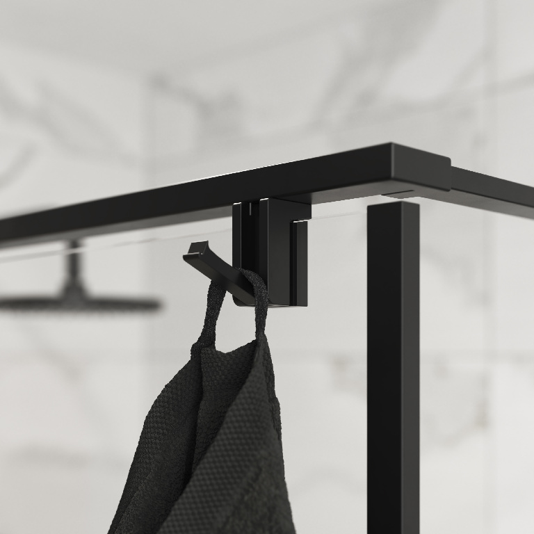 Paravan dus walk-in GOODHOME Ezili, aluminiu, sticla securizata 6mm, 120 x 195 cm, profil negru