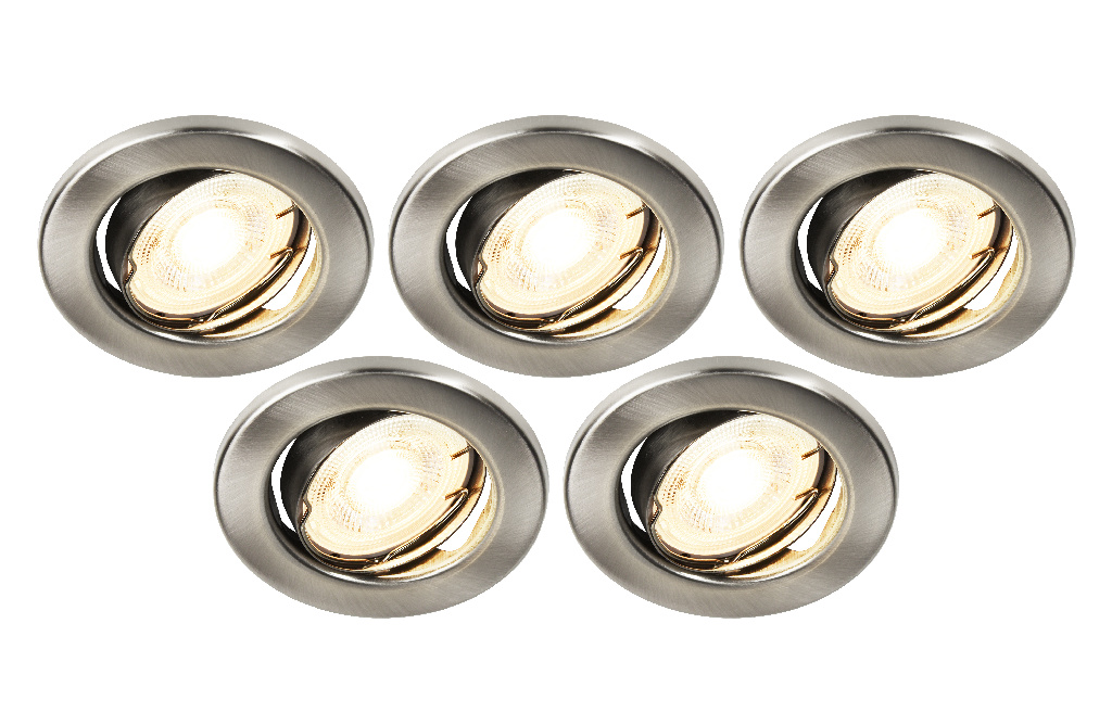 Set 5 spoturi LED GOODHOME Chancey, 5.2W, 345lm, 2700K, crom