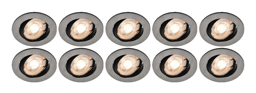 Set 10 spoturi LED, 3.9W, 230lm, 2700K, crom