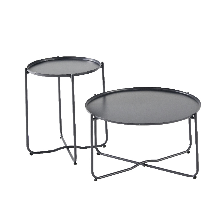 Masa terasa GOODHOME Nova, 2 locuri, otel, 40 x 51 cm, negru