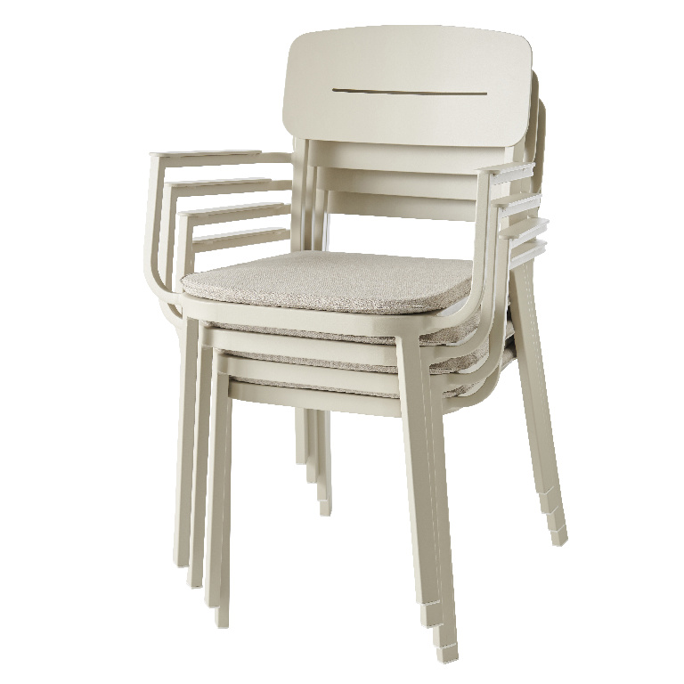 Scaun terasa GOODHOME Santorin, metal, 57 x 80.8 x 57.1 cm, crem