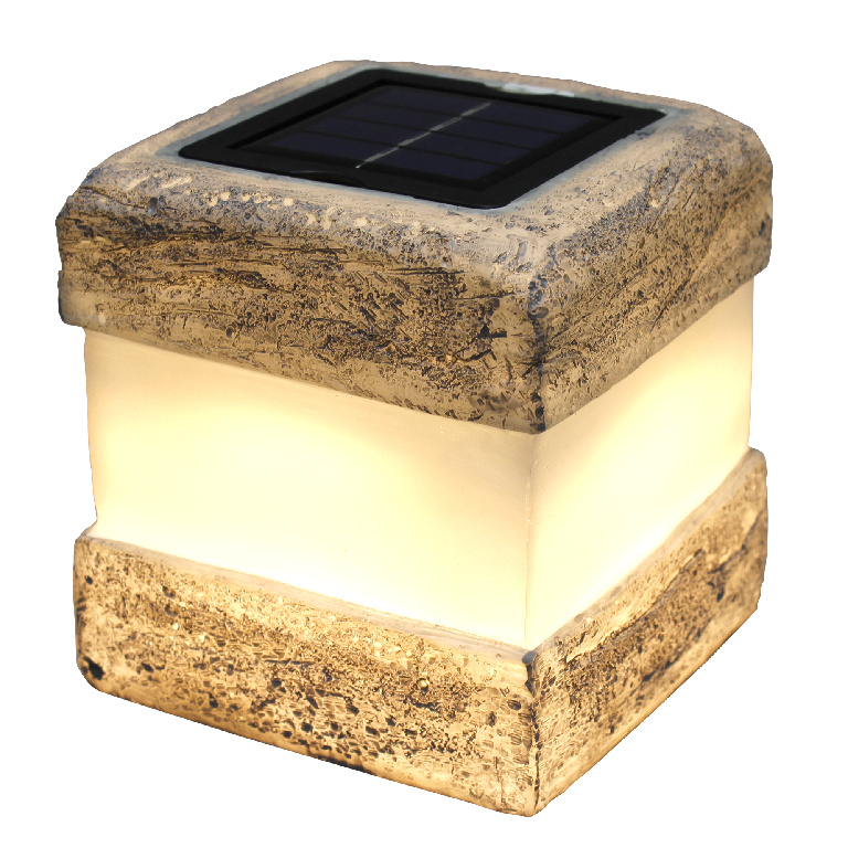 Lampa solara LED, patrata, rasina poliuretanica, gri, 1 bucata, 0.11 W