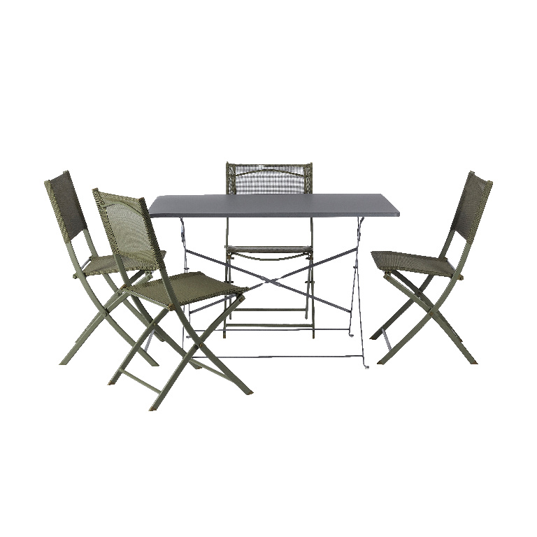 Masa terasa GOODHOME Saba, 4 locuri, otel, 110 x 70 x 71 cm, gri