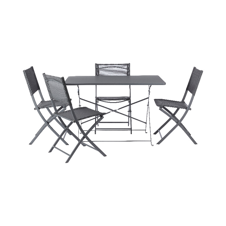 Masa terasa GOODHOME Saba, 4 locuri, otel, 110 x 70 x 71 cm, gri