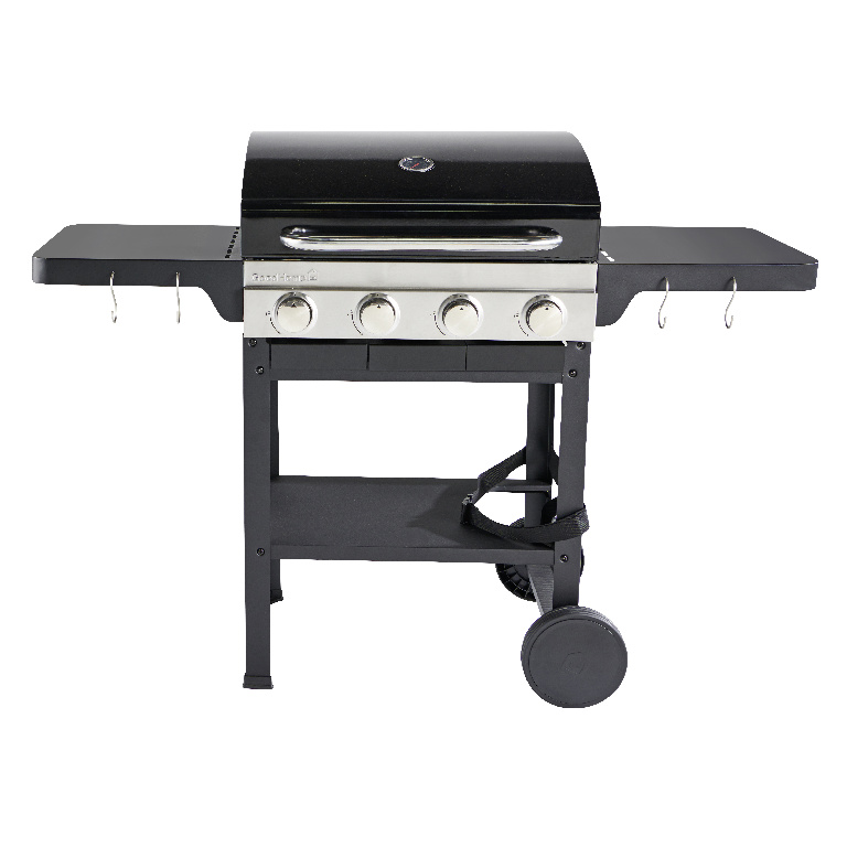 Gratar pe gaz GOODHOME Tippah 4, otel, 144 x 63 x 106 cm, negru