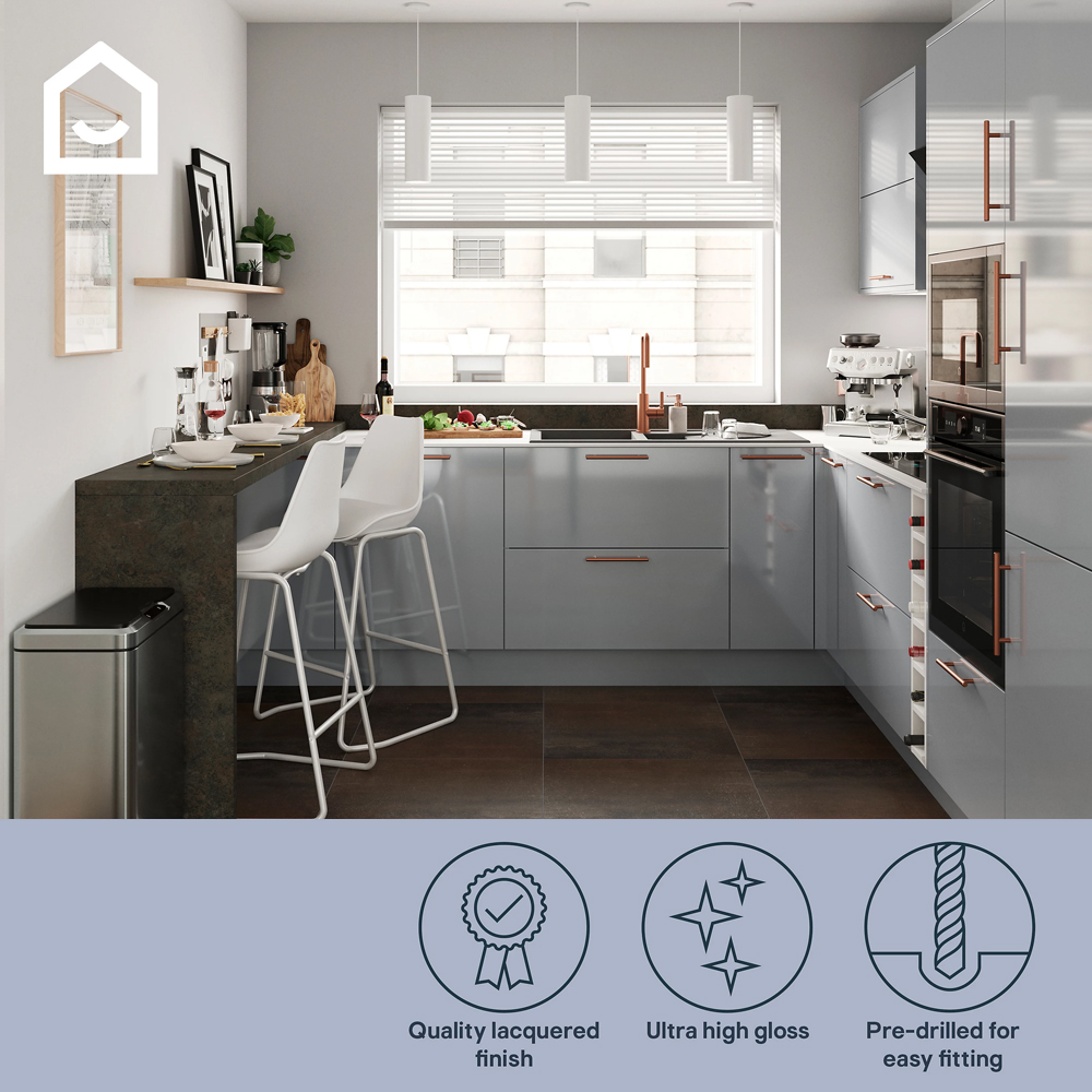 Front usa GOODHOME Alisma, MDF, 15 x 72 x 2 cm, gri deschis