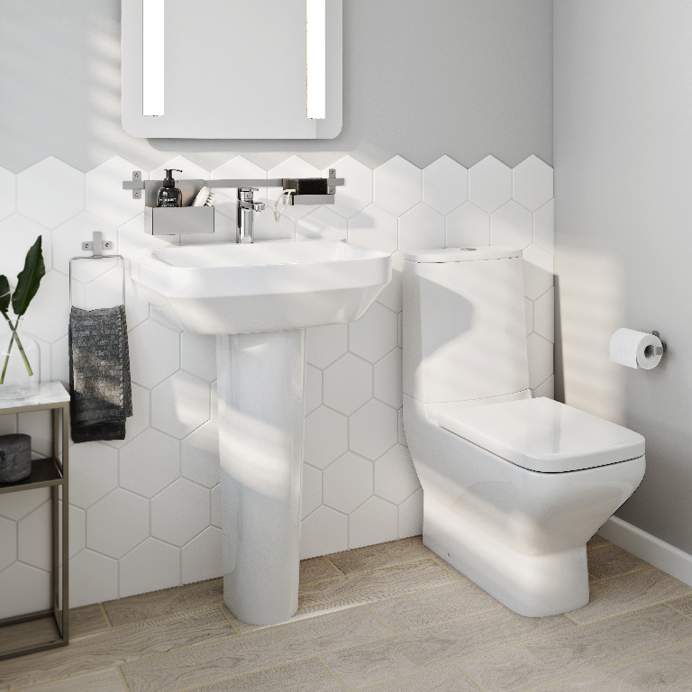 Set vas WC GOODHOME Teesta, ceramica, 36 x 65.5 x 83.5 cm, rezervor 3/6 l, capac SoftClose, alb