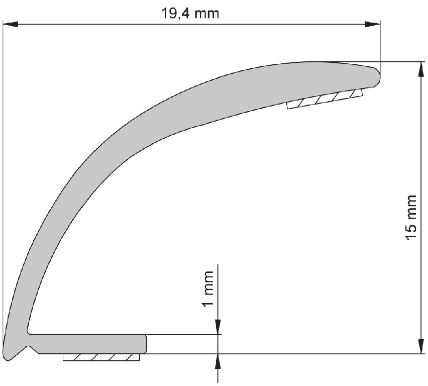 Profil baie curbat PVC, 13 mm, alb autoadeziv