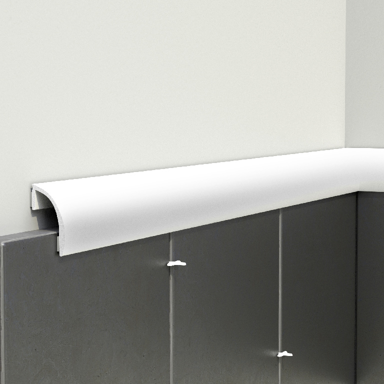 Profil baie curbat PVC, 13 mm, alb autoadeziv