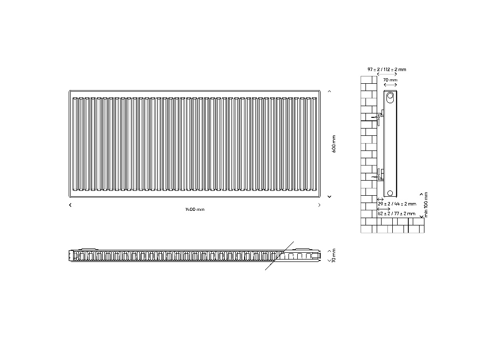 Calorifer otel GoodHome C21, 70 x 600 x 1400 mm, alb