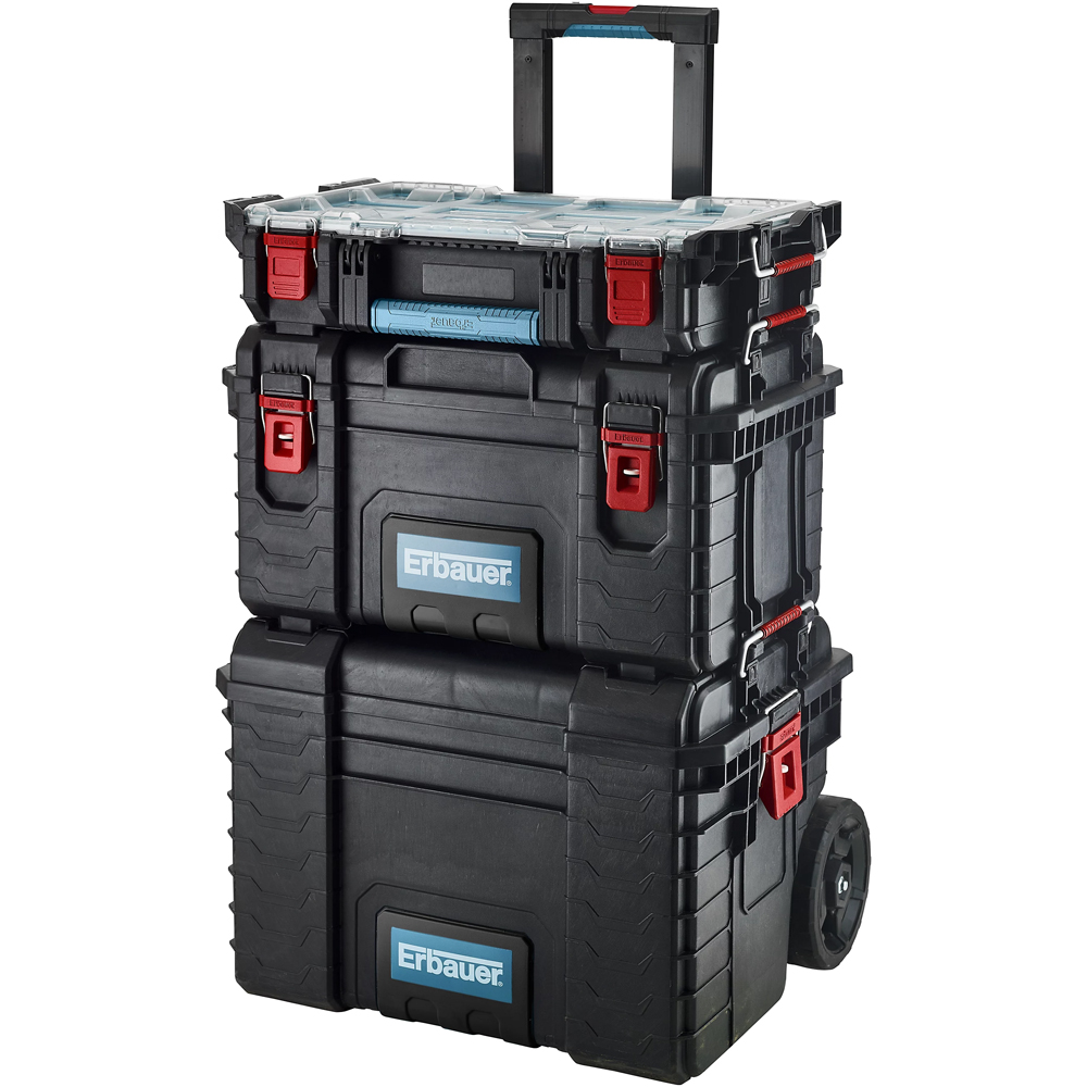 Set 3 cutii modulare scule ERBAUER Connecx, 56.4 x 46.5 x 86 cm, negru
