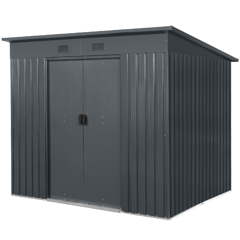 Casuta gradina GoodHome Basic, metal, 224 x 181x 177-199 cm, 4.5 m2, gri