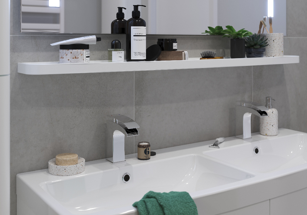 Polita GOODHOME Himalia, 120 x 15 x 3 cm, alb mat