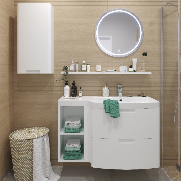 Dulap baie GOODHOME Himalia, suspendat, 40 x 20 x 80 cm, alb mat