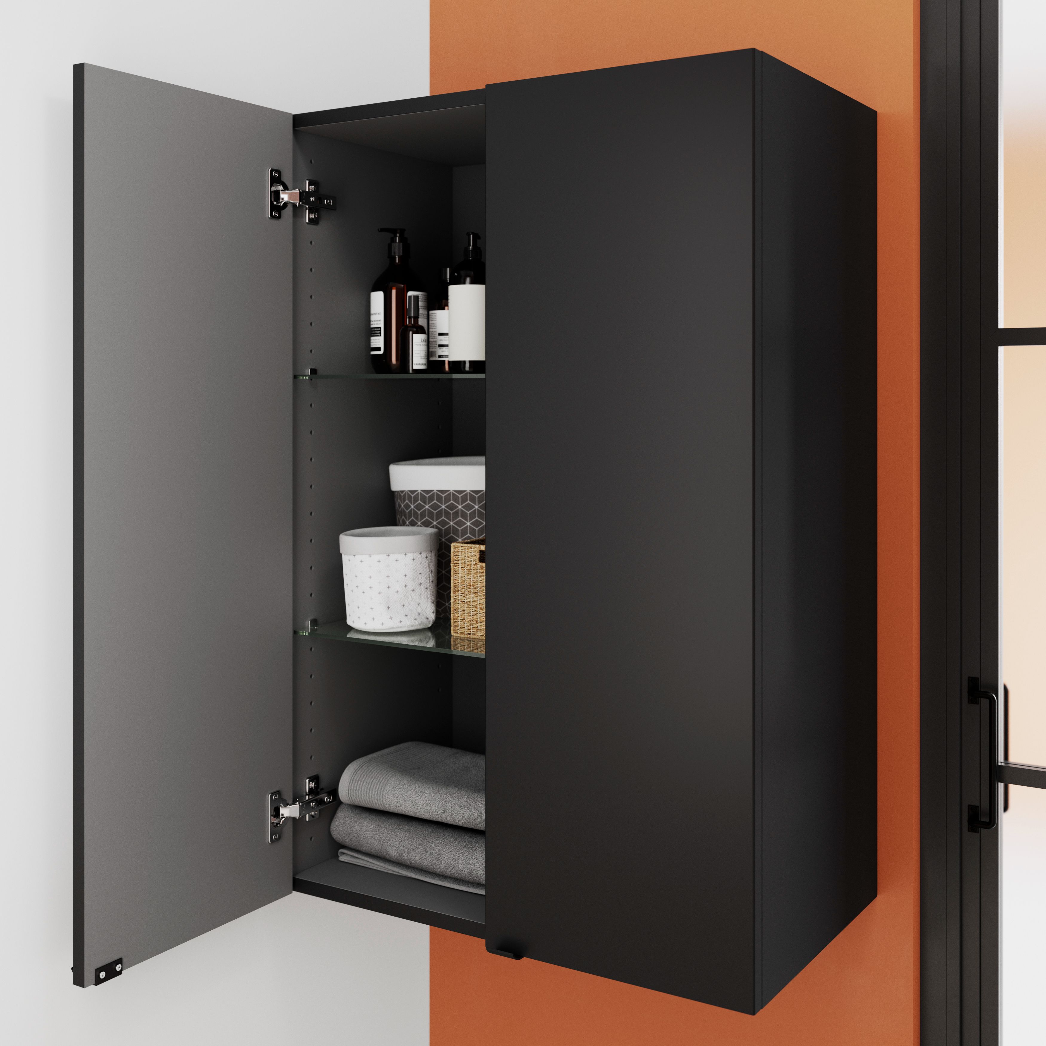 Dulap baie GoodHome Imandra, suspendat, 60 x 36 x 90 cm, negru