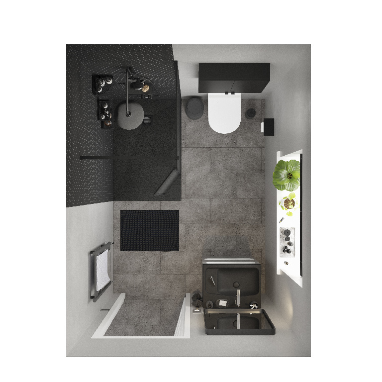 Cadita de dus dreptunghiulara GOODHOME Douro, antiderapanta, 80 x 120 x 2.8 cm, rasina compozita, negru