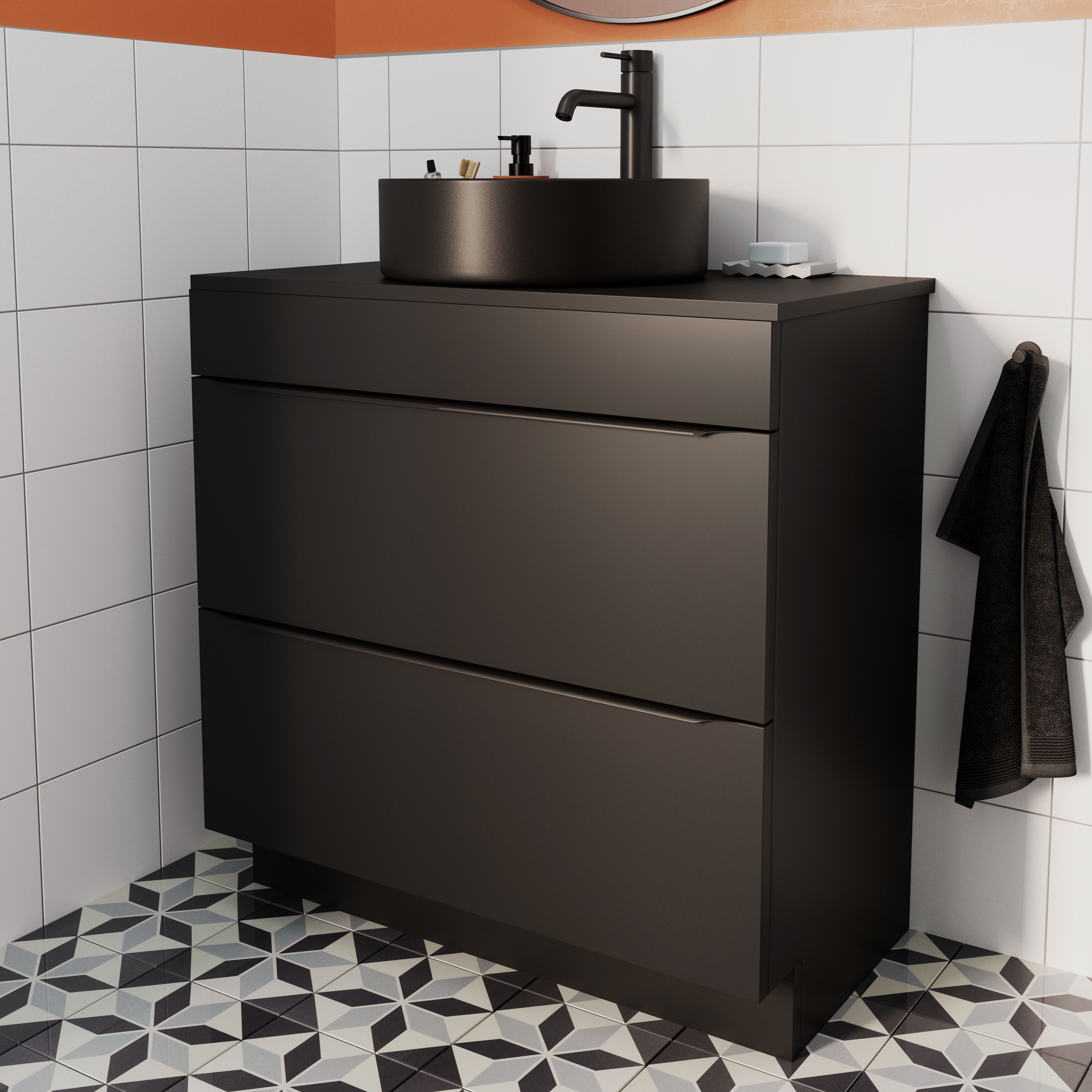 Masca lavoar GoodHome Imandra, 80 x 45 x 82 cm, negru