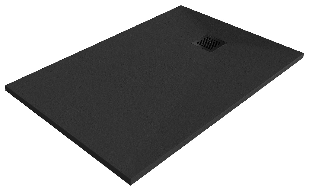 Cadita de dus dreptunghiulara GOODHOME Douro, antiderapanta, 80 x 120 x 2.8 cm, rasina compozita, negru