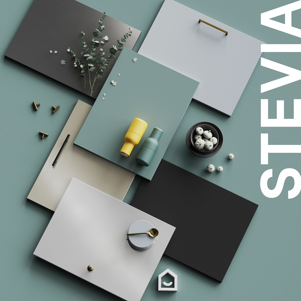 Front corp bucatarie GOODHOME Stevia, MDF, 61 x 90 x 1.8 cm, verde