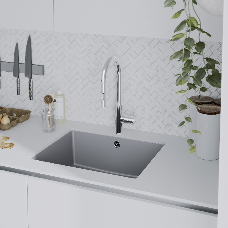 Baterie bucatarie GoodHome Zanthe, dus extractibil, alama sanitara, crom
