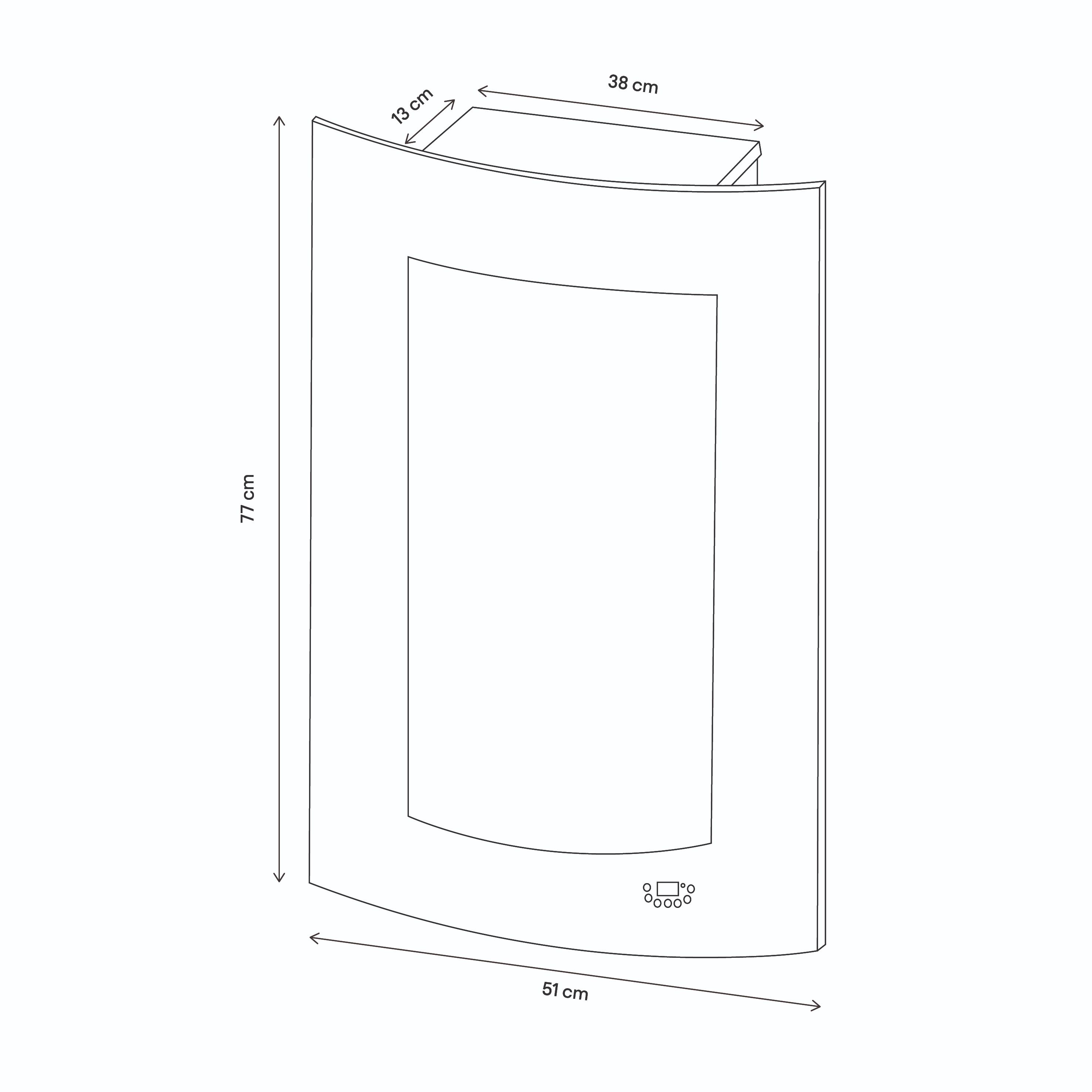Semineu electric vertical curbat, 1800W, Telecomanda, negru