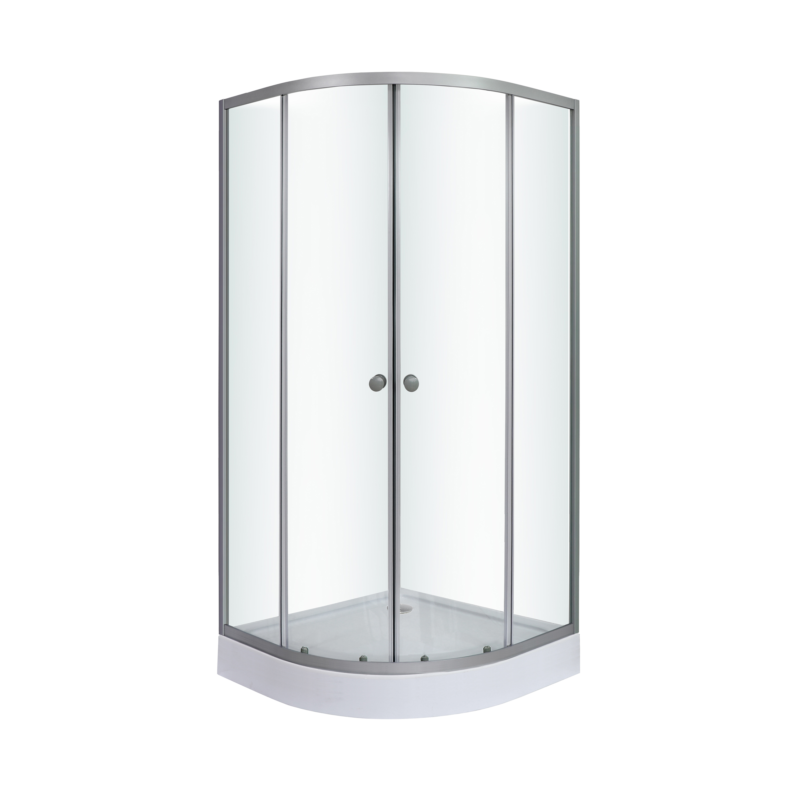 Cabina dus standard WEDDELL, semirotunda, profil aluminiu, sticla securizata, 90 x 90 x 192 cm, alb