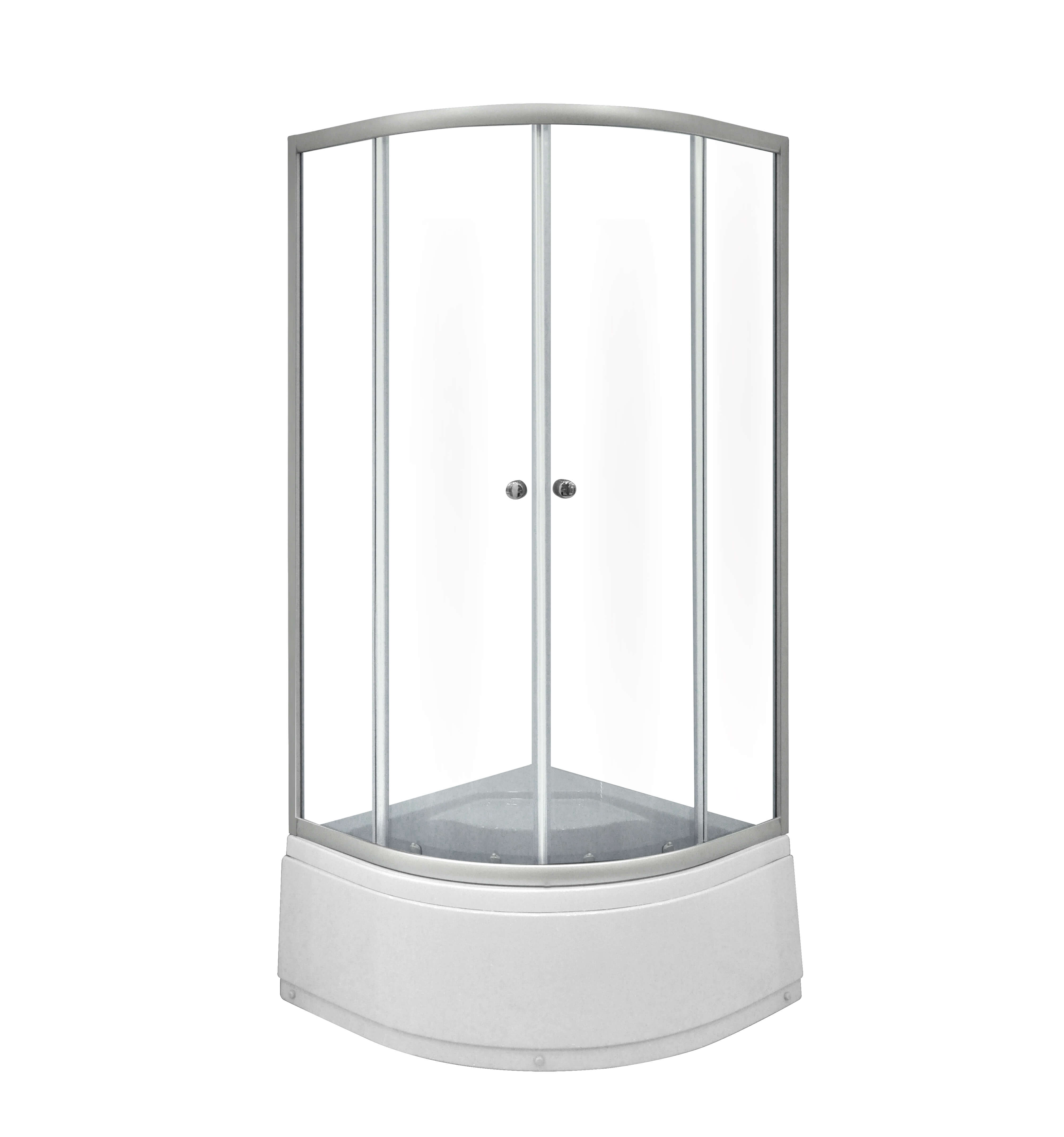 Cabina dus simpla inalta, semirotunda, profil aluminiu, sticla securizata, 90 x 90 x 197 cm, alb