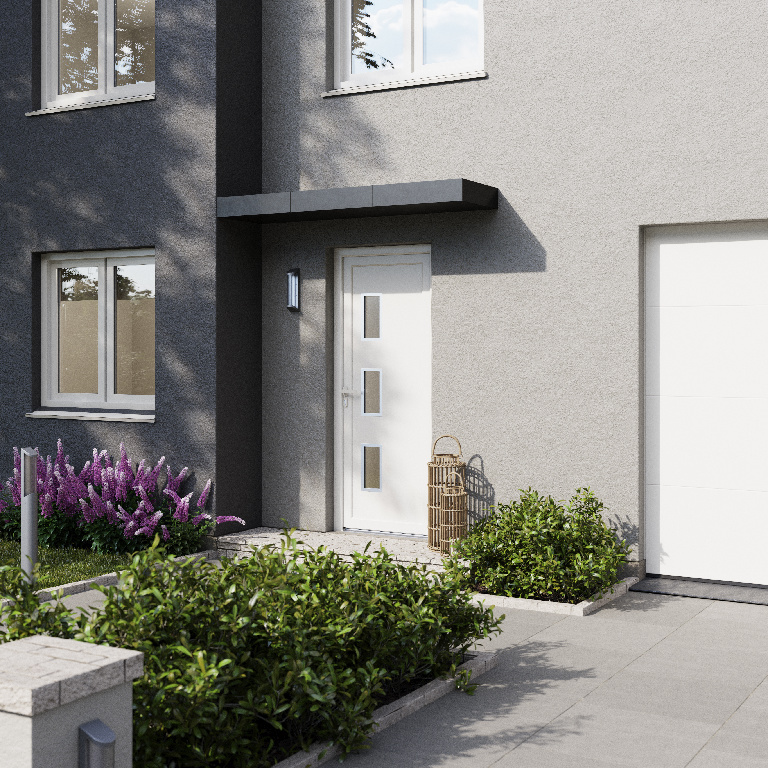 Usa exterior FORTIA Kilifi, cu geam, dreapta, PVC, 88 x 205 cm, alb