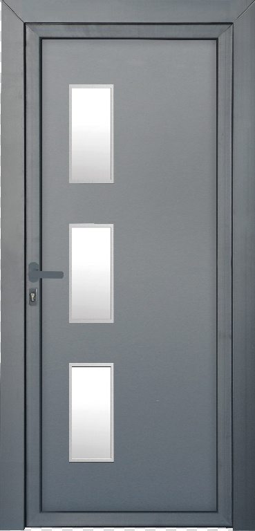 Usa exterior FORTIA Kilifi, cu geam, dreapta, PVC, 88 x 205 cm, gri
