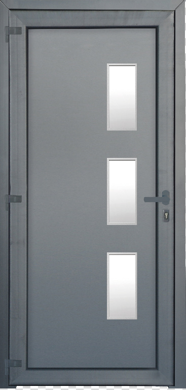 Usa exterior FORTIA Kilifi, cu geam, dreapta, PVC, 88 x 205 cm, gri