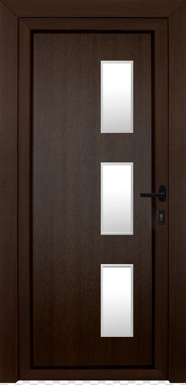 Usa exterior FORTIA Kilifi, cu geam, stanga, PVC, 88 x 205 cm, nuc